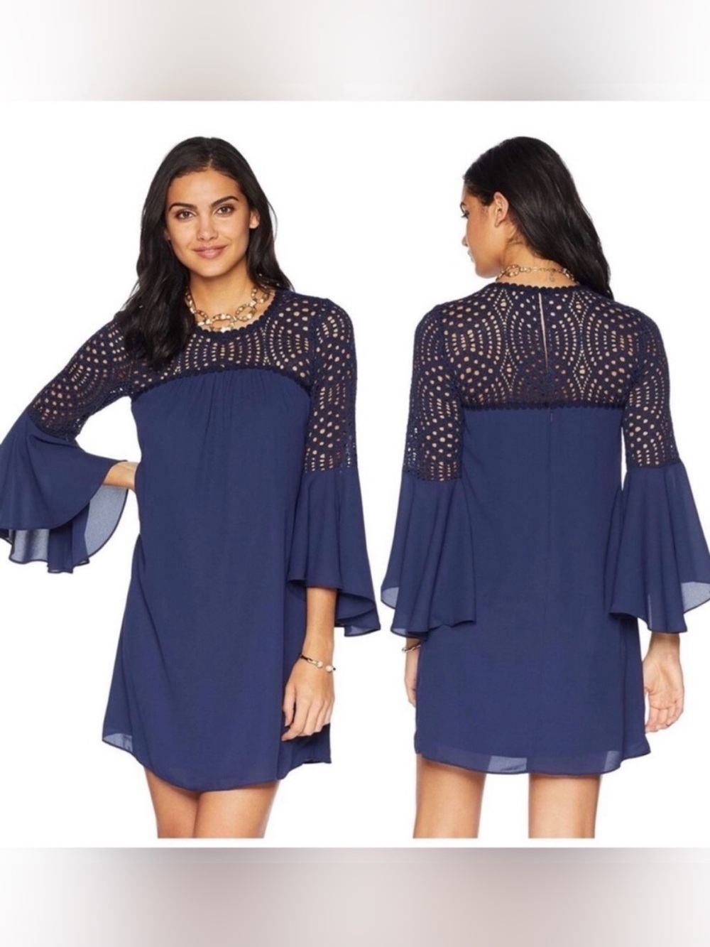 Lilly Pulitzer Amenna Bell
Sleeve Lace Dress True Navy Blue